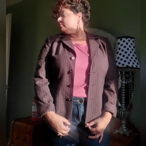 Kasper Brown Pinstripe Jacket and Pencil Skirt